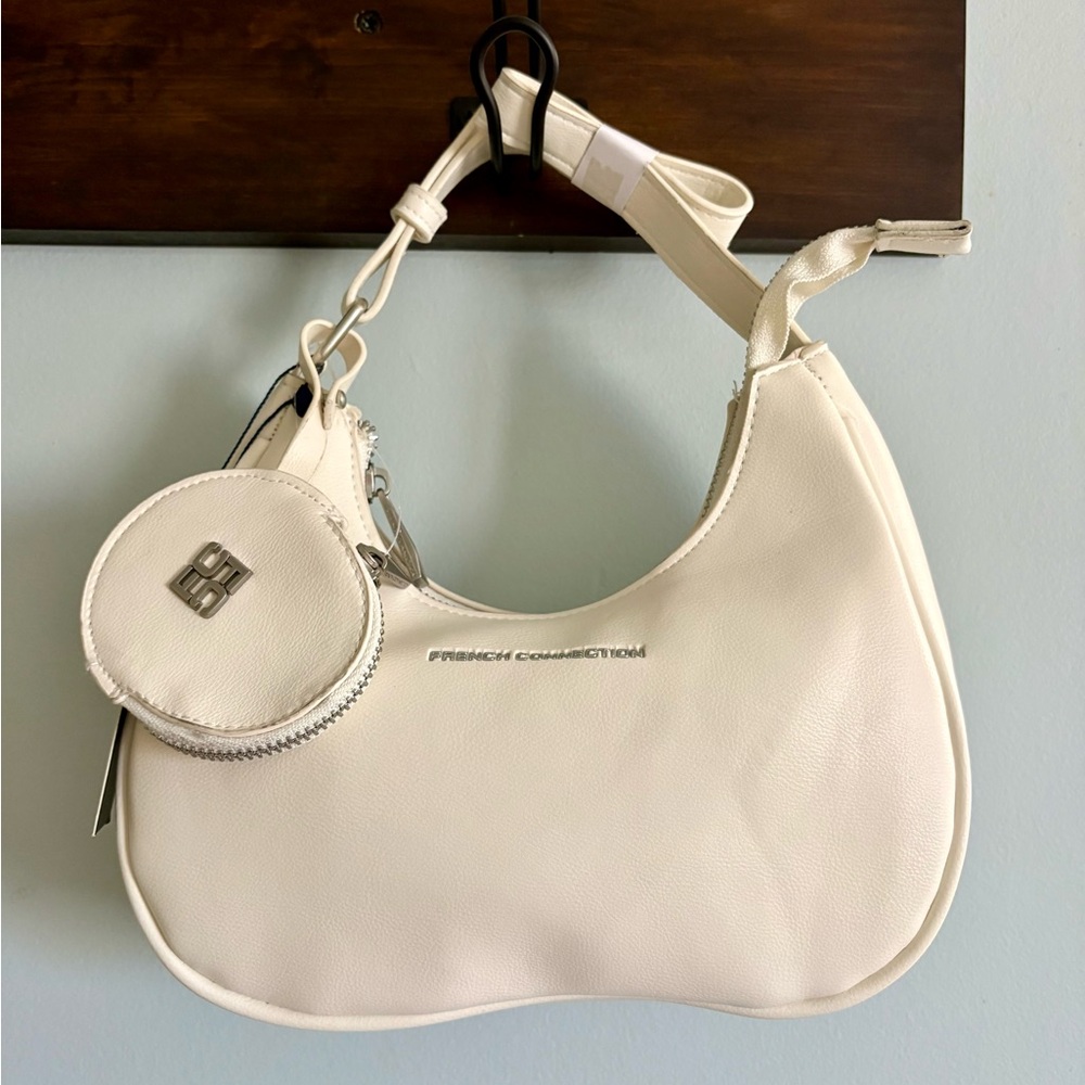 NWT French Connection Cream Shoulder Bag with Pouch